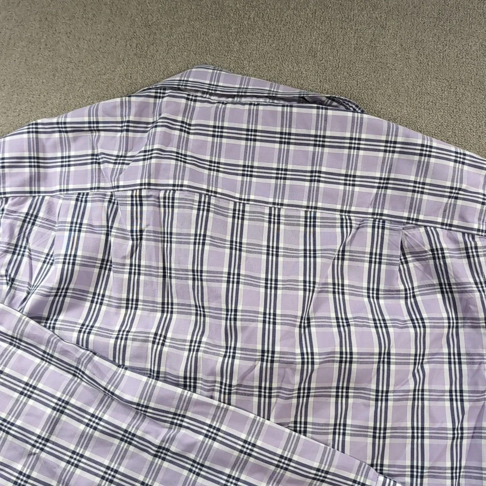 Banana Republic Mens Shirt Purple Plaid Slim Fit Non Iron Casual Button‎ Down M